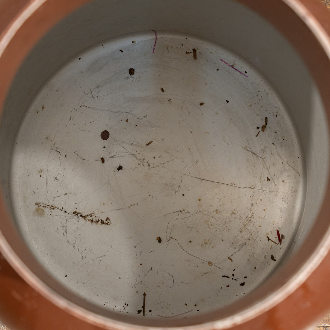 色鮮やかな花々が手描きされた ペイント 蓋付きミルクジャー ブラウン /25L