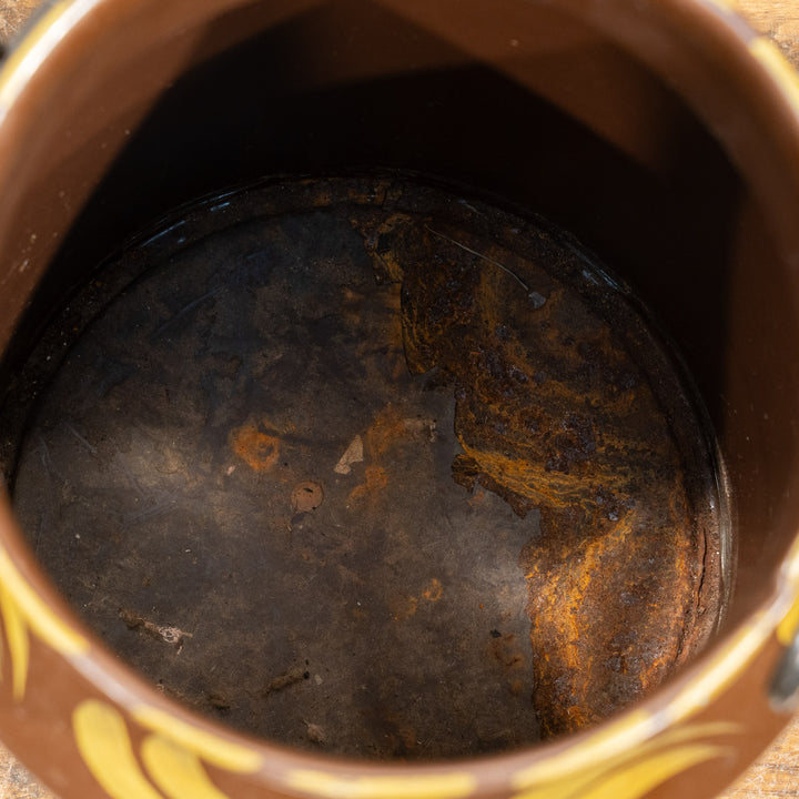 色鮮やかな花々が手描きされた ペイント ミルクジャー ダークブラウン /25L