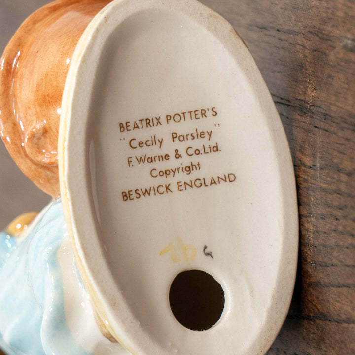 【BESWICK ベスウィック】うさぎのセシリ・パセリ 下向きパターン レアモデル フィギュリン /25L