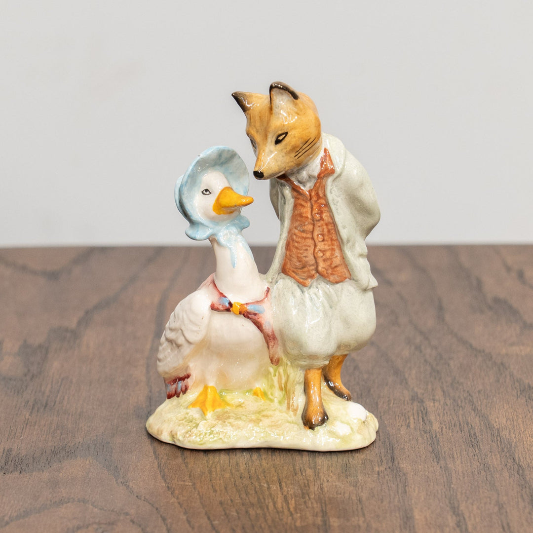 【BESWICK ベスウィック】ジマイマときつねの紳士 当時の工場検査済シール付き レアモデル フィギュリン /25L