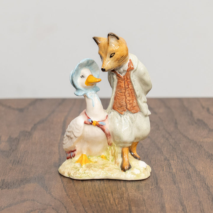 【BESWICK ベスウィック】ジマイマときつねの紳士 当時の工場検査済シール付き レアモデル フィギュリン /25L