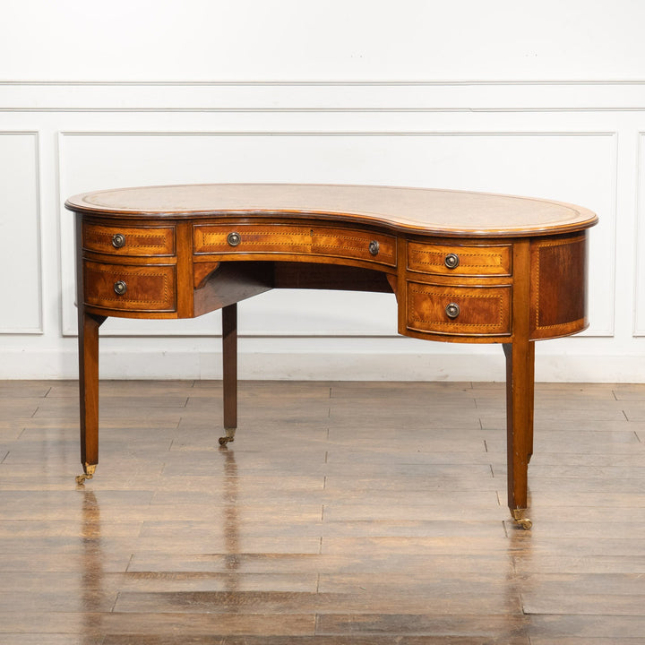 ウォールナット レザートップ キドニーデスク /25L