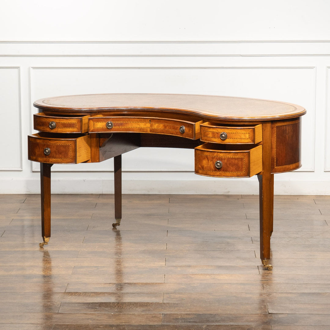 ウォールナット レザートップ キドニーデスク /25L