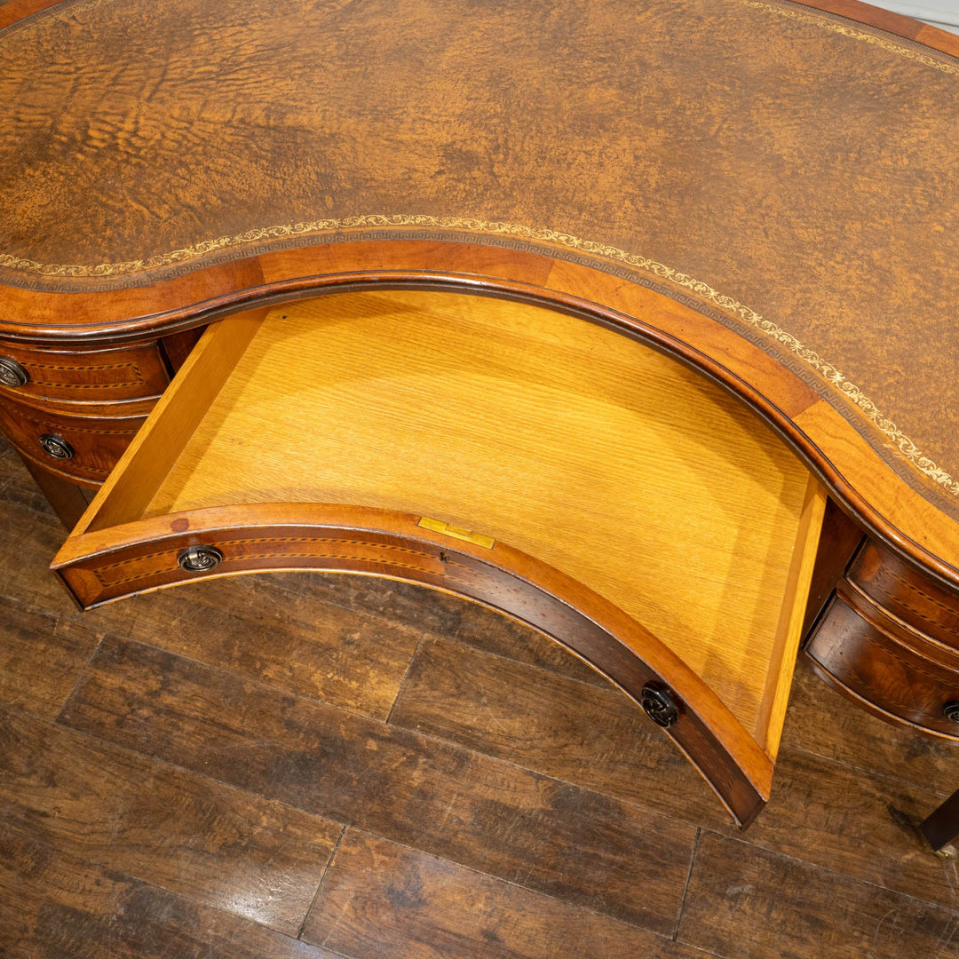 ウォールナット レザートップ キドニーデスク /25L