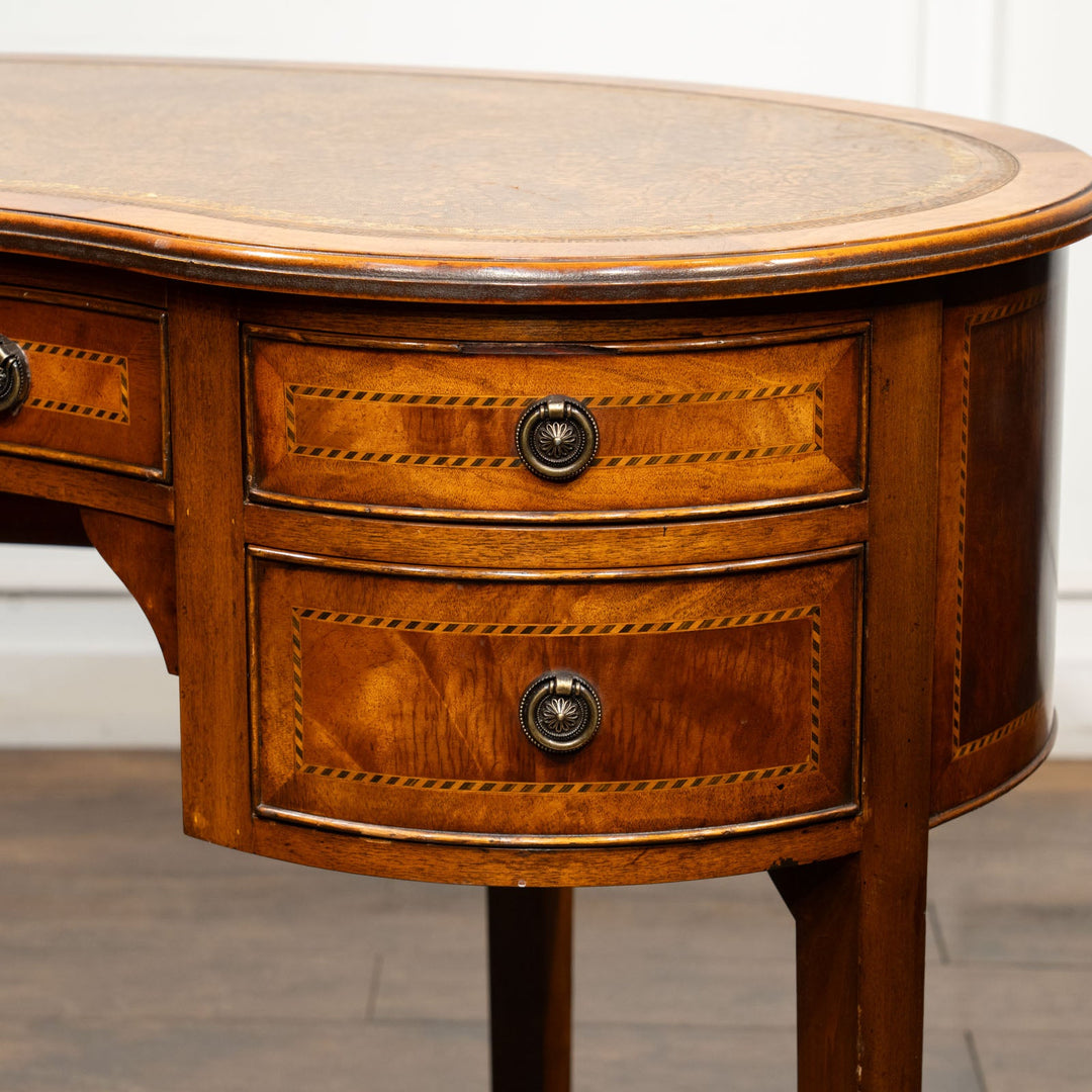 ウォールナット レザートップ キドニーデスク /25L