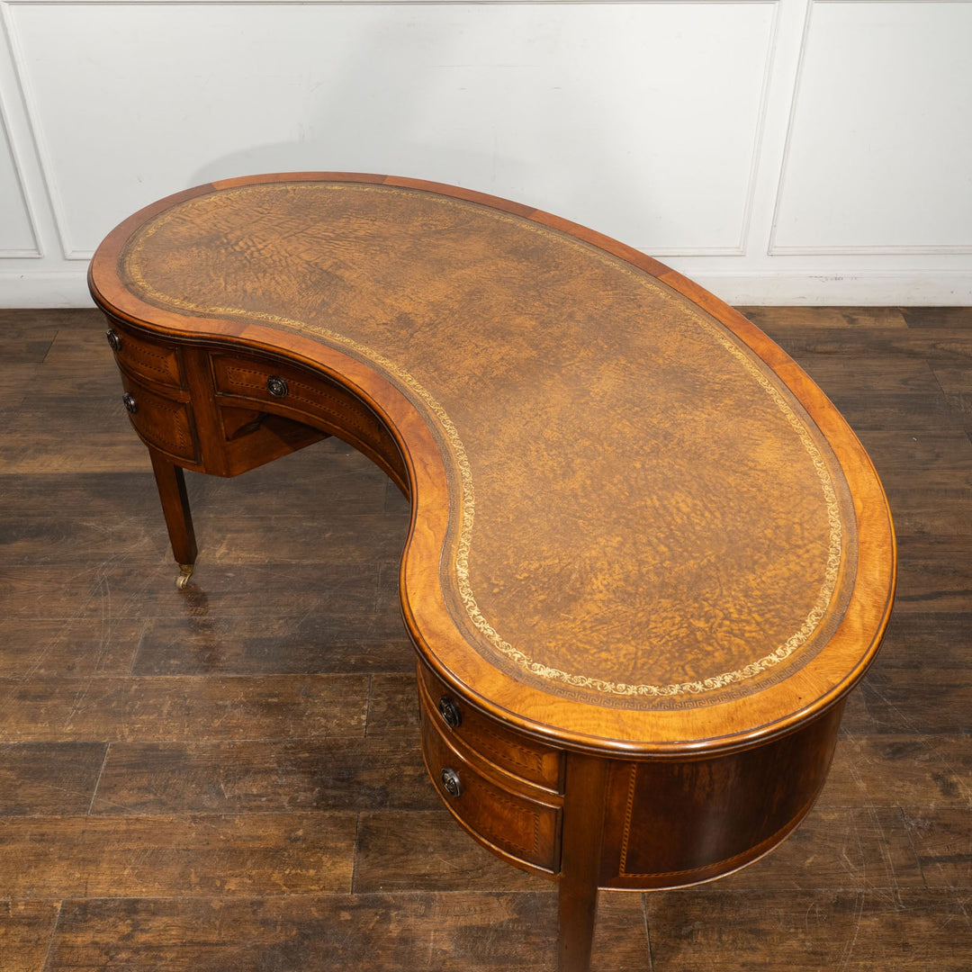 ウォールナット レザートップ キドニーデスク /25L