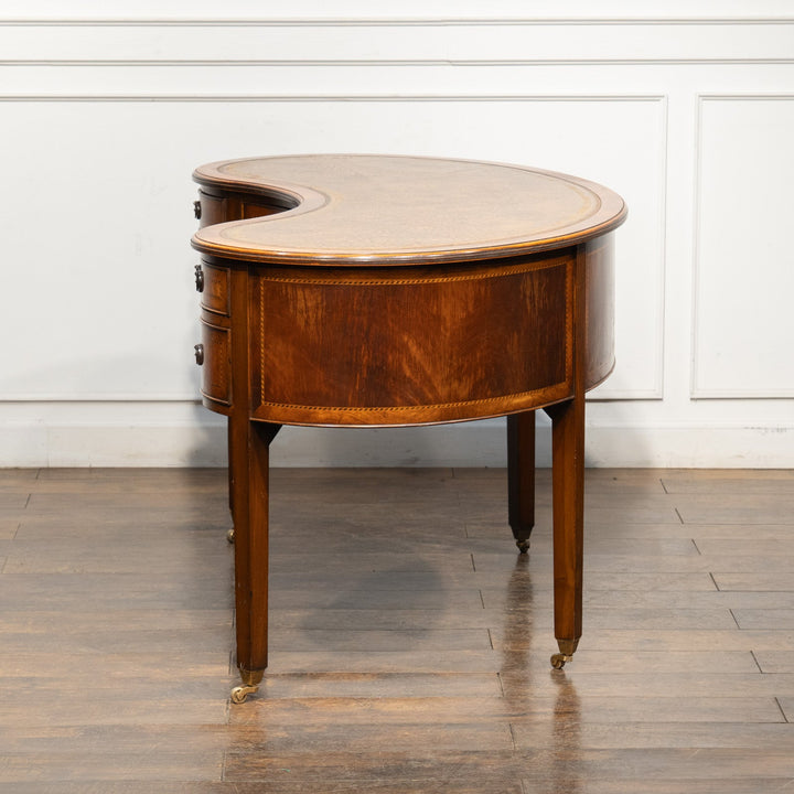 ウォールナット レザートップ キドニーデスク /25L