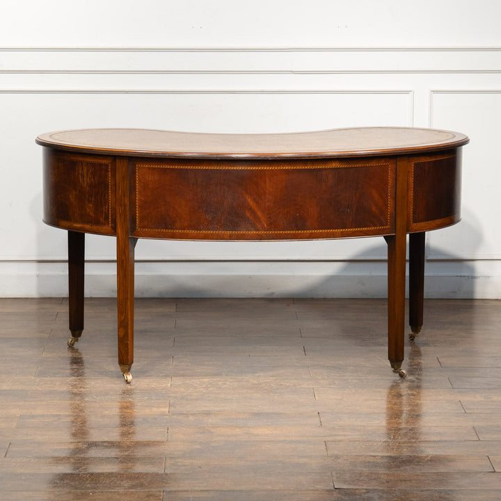 ウォールナット レザートップ キドニーデスク /25L