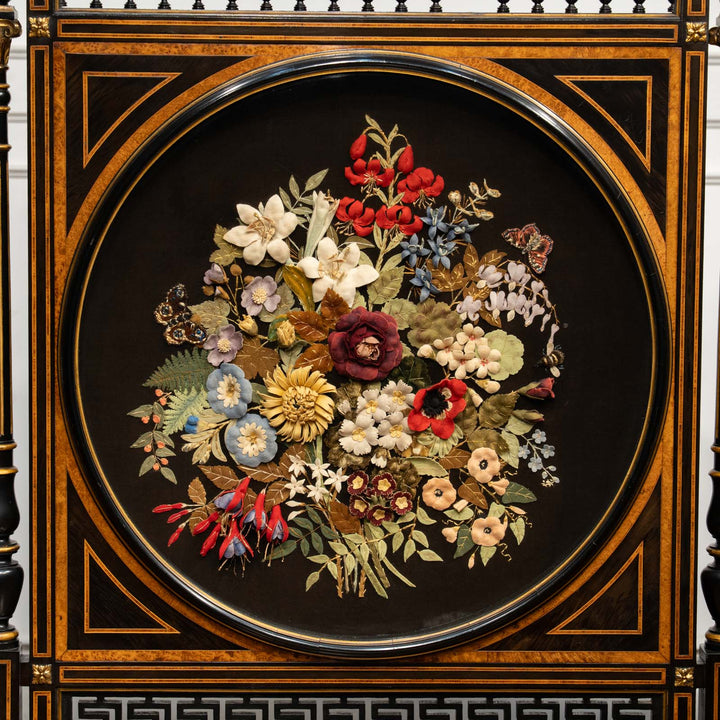 布で作られた花々が色彩豊か ナポレオン3世様式 ファイヤースクリーン /25L