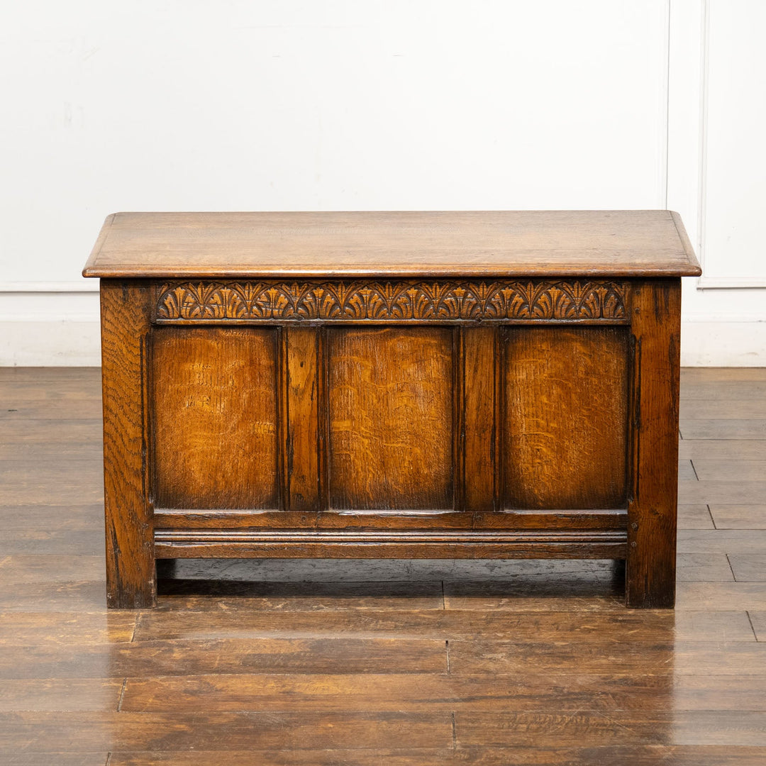 経年を感じるオーク材の質感が素敵 便利な収納付きベンチ ブランケットボックス コファー /25L