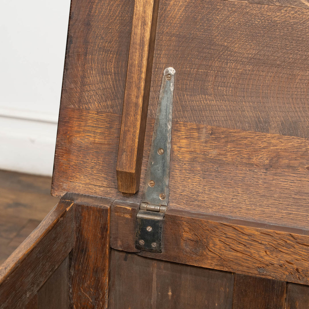 経年を感じるオーク材の質感が素敵 便利な収納付きベンチ ブランケットボックス コファー /25L