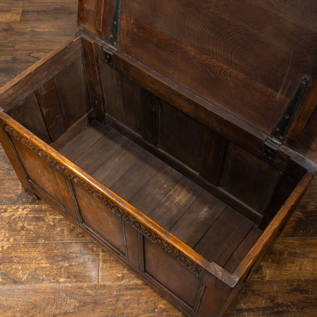 経年を感じるオーク材の質感が素敵 便利な収納付きベンチ ブランケットボックス コファー /25L