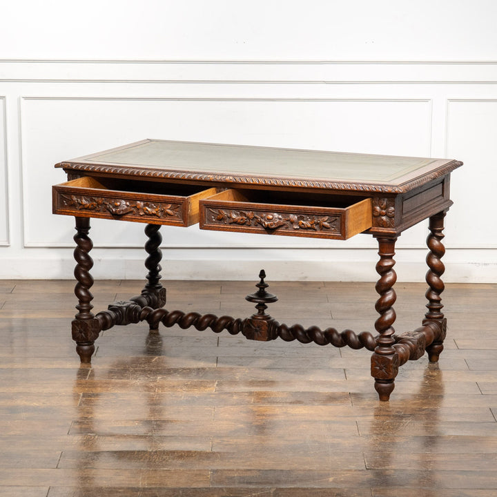 オーク バーリーシュガーツイスト レザートップ デスク /25L