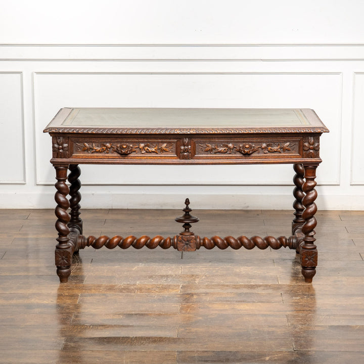 オーク バーリーシュガーツイスト レザートップ デスク /25L