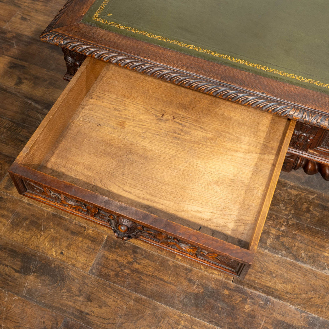 オーク バーリーシュガーツイスト レザートップ デスク /25L