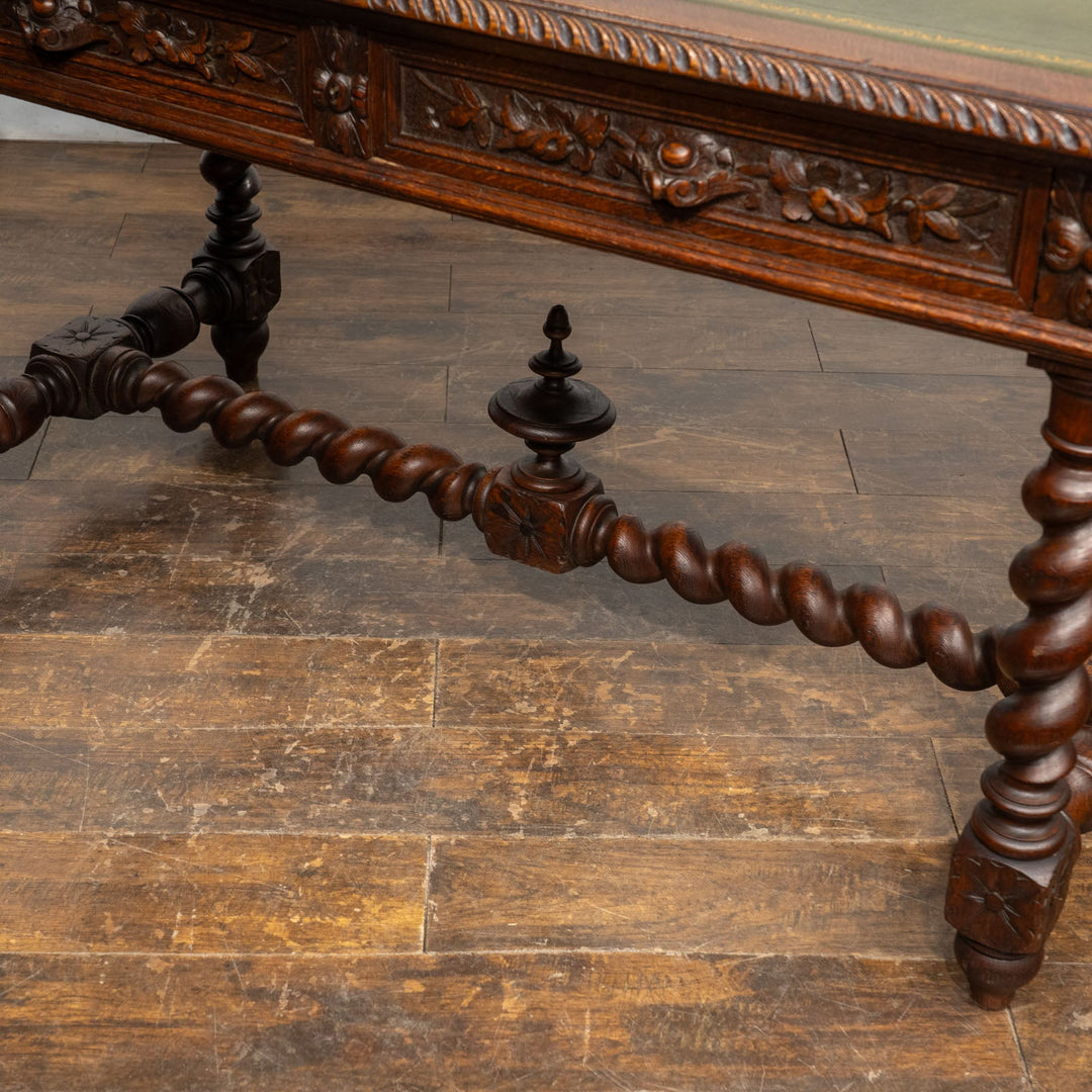 オーク バーリーシュガーツイスト レザートップ デスク /25L