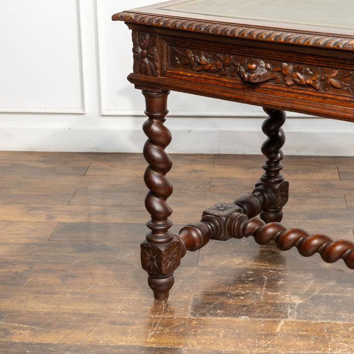 オーク バーリーシュガーツイスト レザートップ デスク /25L