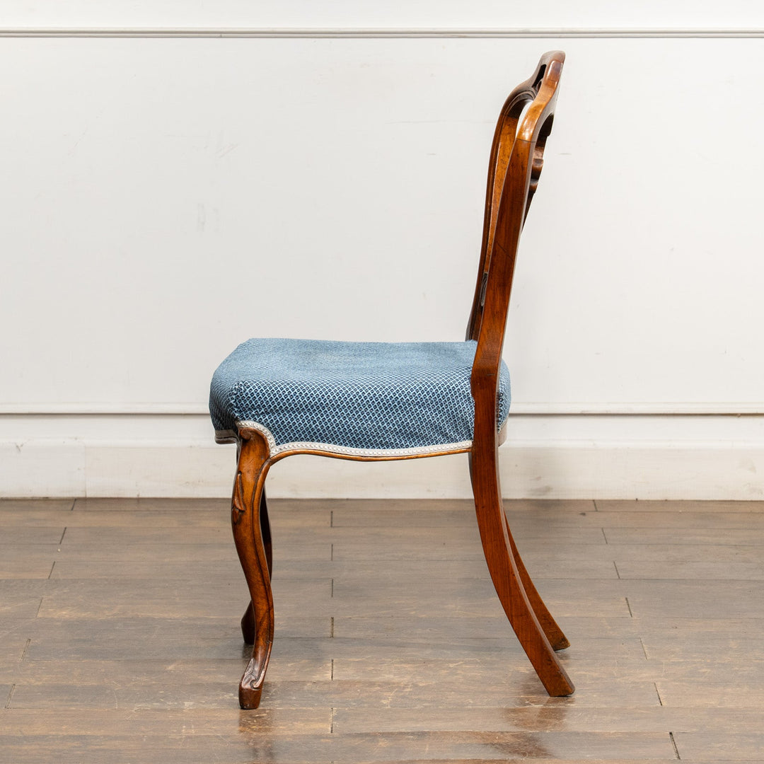 ウォールナット ブルー バルーンバックチェア /25L-1