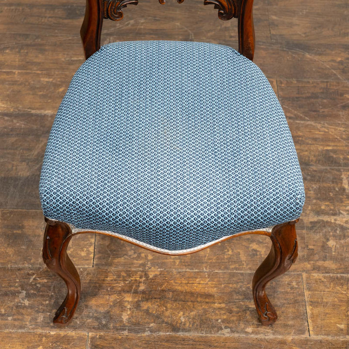 ウォールナット ブルー バルーンバックチェア /25L-1