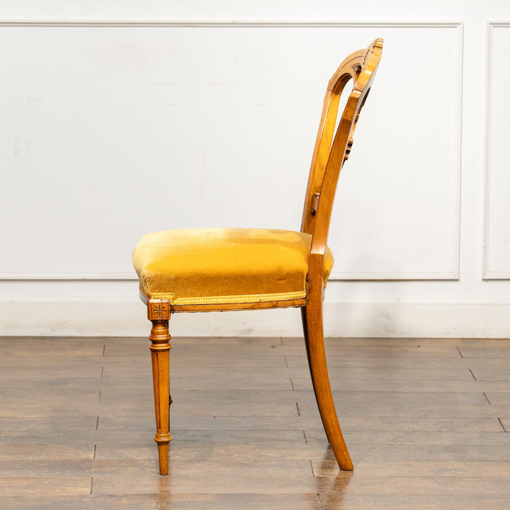 ウォールナット イエロー バルーンバックチェア /25L-3