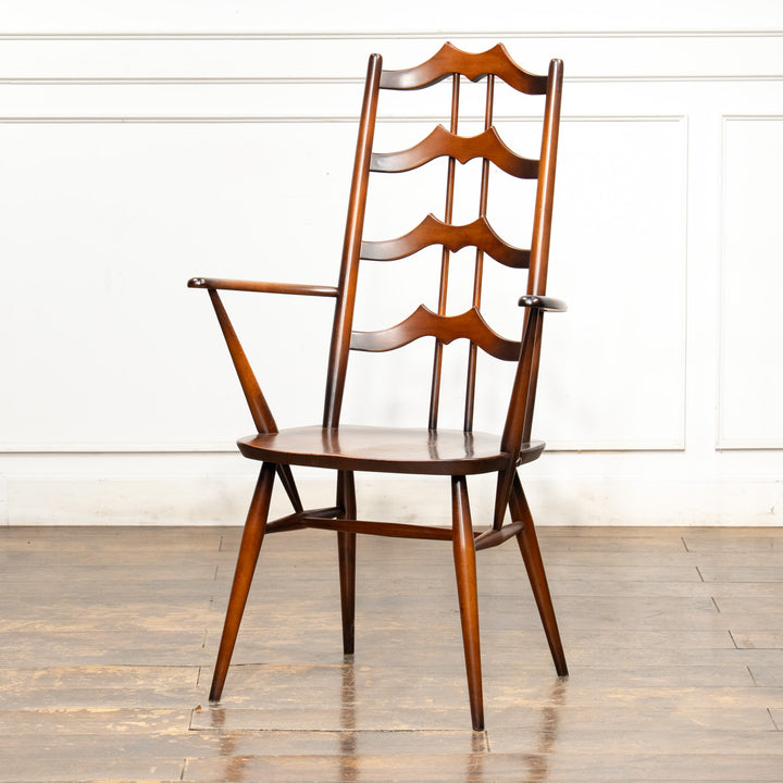 英国【ERCOL アーコール】背中をしっかり支えてくれる ラダーバックアームチェア No.496A オールドコロニアル /26A-1