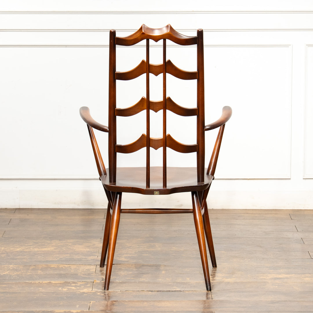 英国【ERCOL アーコール】背中をしっかり支えてくれる ラダーバックアームチェア No.496A オールドコロニアル /26A-1