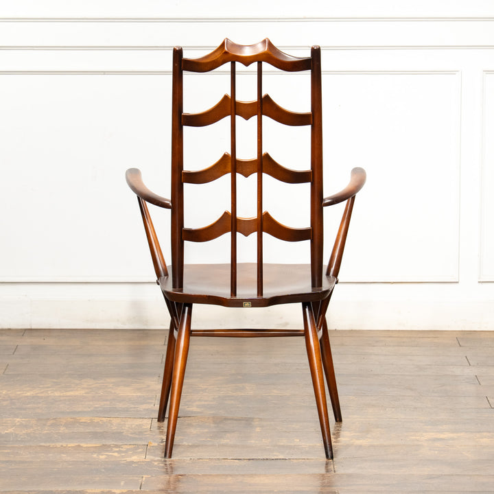 英国【ERCOL アーコール】背中をしっかり支えてくれる ラダーバックアームチェア No.496A オールドコロニアル /26A-1