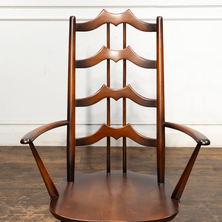 英国【ERCOL アーコール】背中をしっかり支えてくれる ラダーバックアームチェア No.496A オールドコロニアル /26A-1