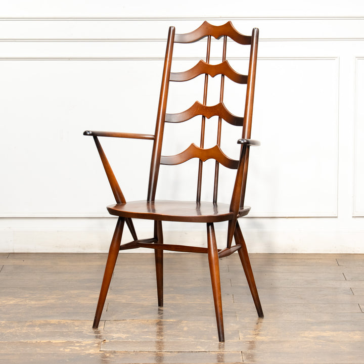 英国【ERCOL アーコール】背中をしっかり支えてくれる ラダーバックアームチェア No.496A オールドコロニアル /26A-2
