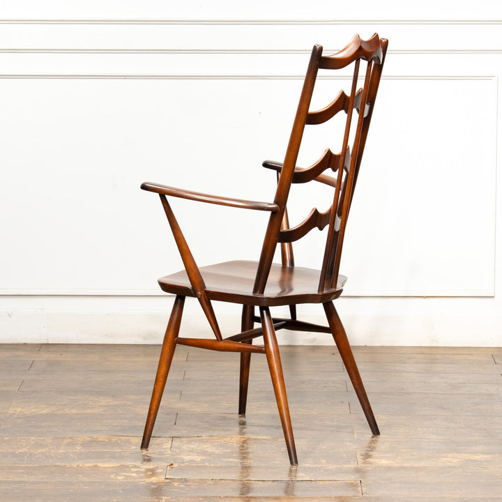 英国【ERCOL アーコール】背中をしっかり支えてくれる ラダーバックアームチェア No.496A オールドコロニアル /26A-2