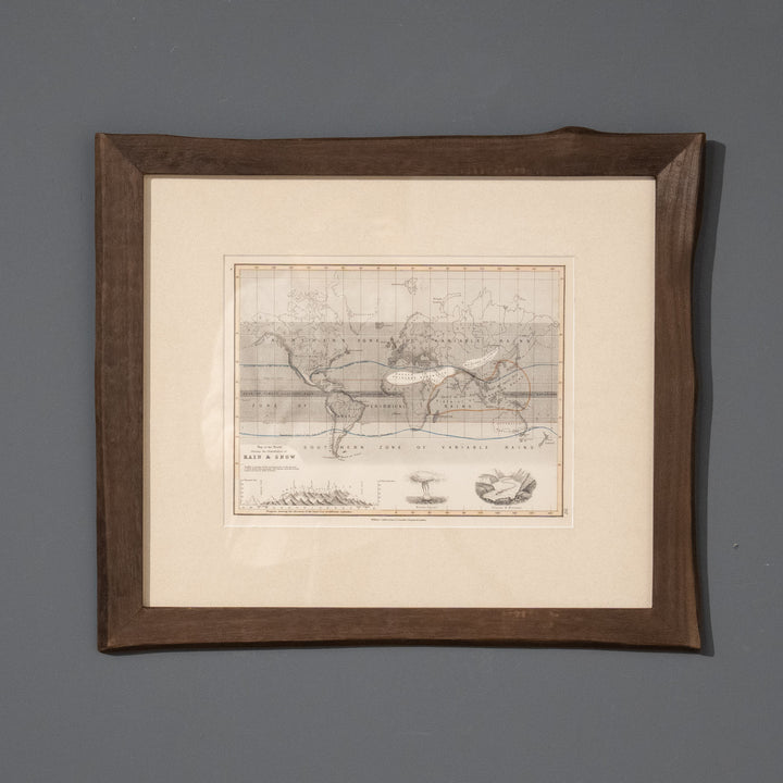 『Map of the World Shewing the Distribution of RAIN & SNOW』世界の雨と雪の分布図 アートピース
