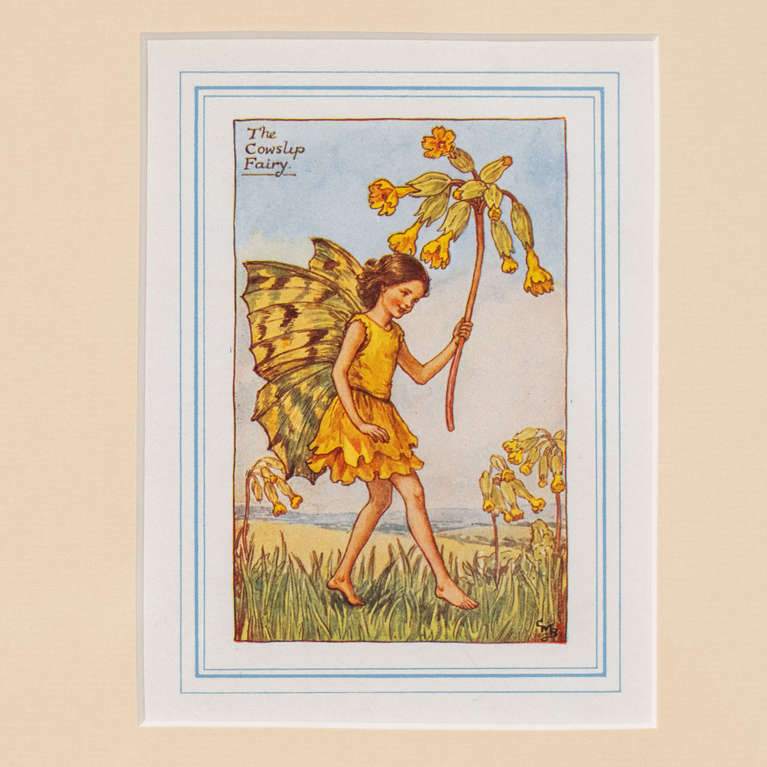 『The COWSLIP Fairy』大きな茎をパラソルのように手に持つカウスリップの妖精 アートピース