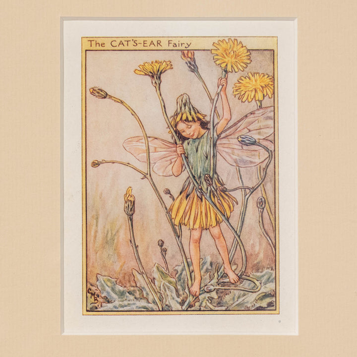『The CAT'S-EAR Fairy』 しなやかに伸びるキャッツイヤーの茎に寄り添い優しく微笑む女の子の妖精 アートピース