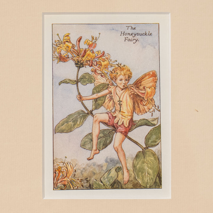 『The HONEYSUCKLE Fairy』 花の筒を角笛に見立てて楽し気に吹くハニーサックルの妖精 アートピース
