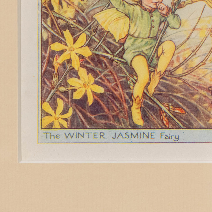『The WINTER JASMINE Fairy』小さな男の子と小鳥が可愛らしいウィンタージャスミンの妖精 アートピース