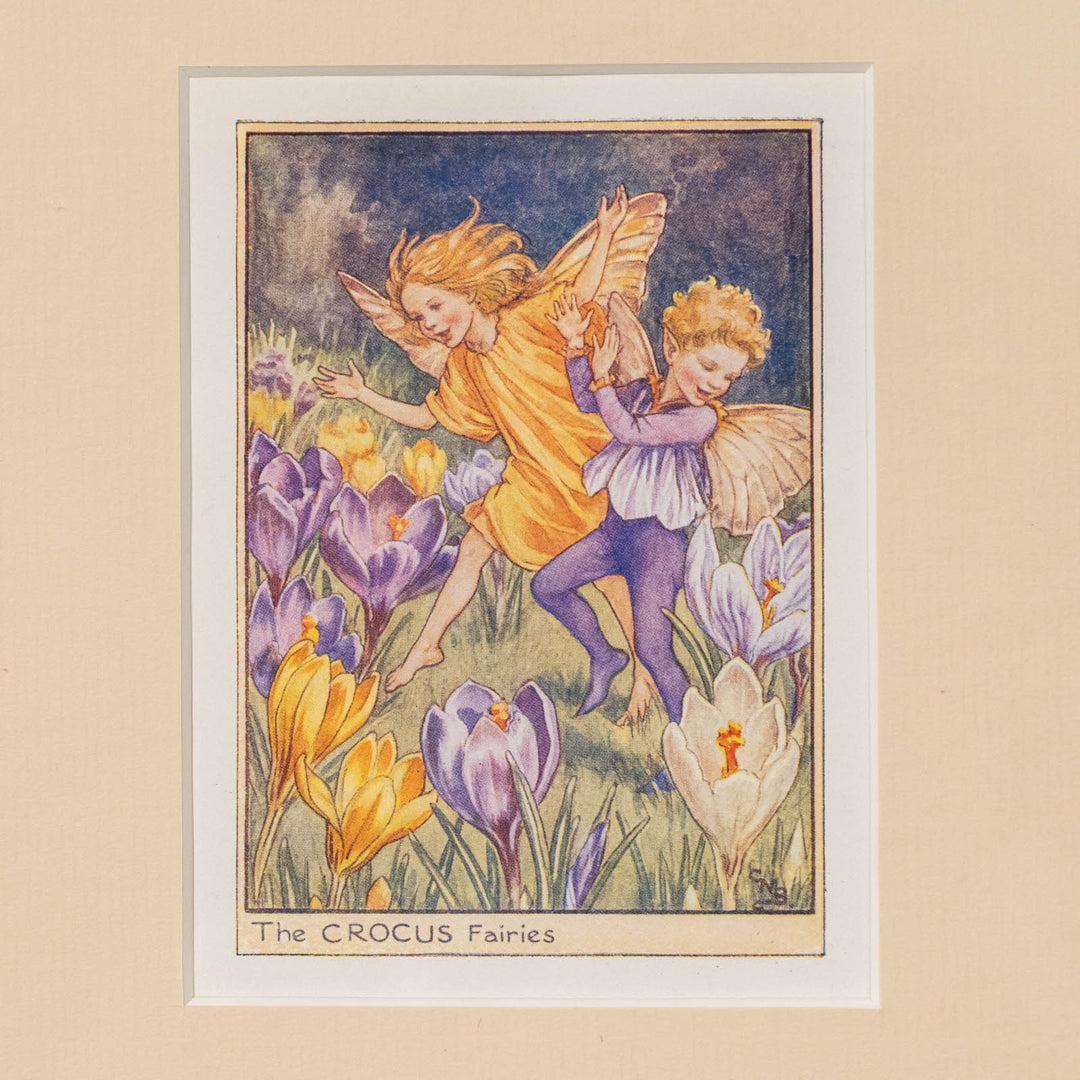 『CROCUS Fairies』楽しそうにダンスする2人のクロッカスの妖精たち アートピース