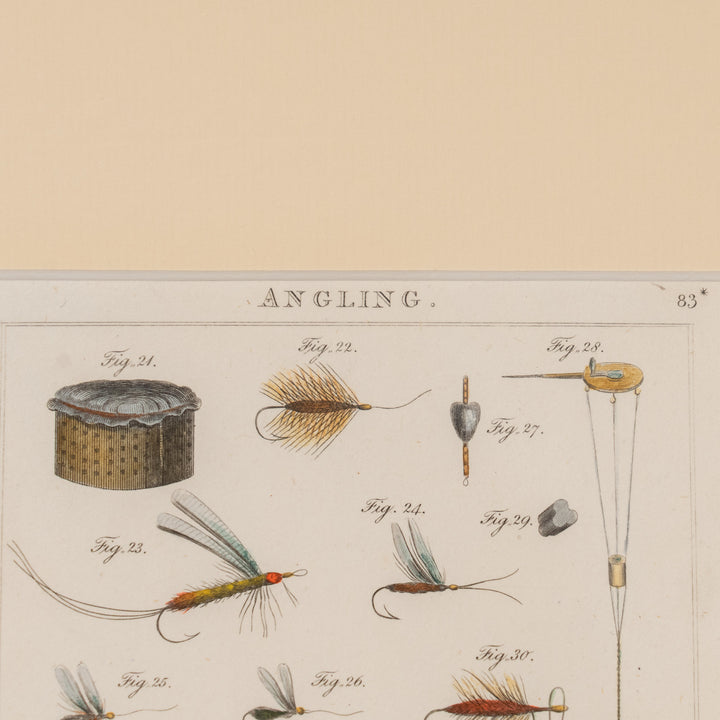 『ANGLING』フライフィッシング用の毛針や罠網の図解 アートピース