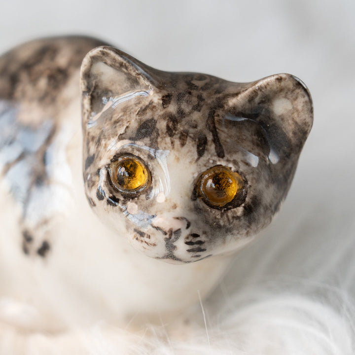 【Winstanley Cat ウィンスタンレイ キャット】じっとこちらを窺うような表情が印象的 シルバータビー サバトラ猫 /25L-B