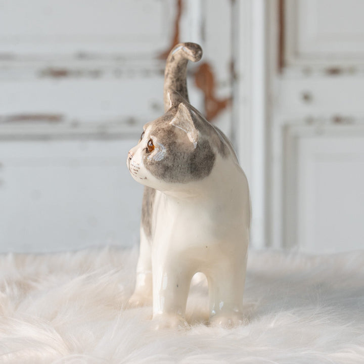 【Winstanley Cat ウィンスタンレイ キャット】丸い顔にくるんとした尻尾がチャーミング バイカラー ブチ猫 /25L