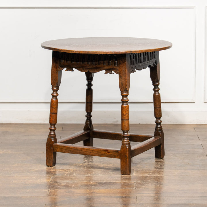 幕板のな彫刻や挽き物装飾がエレガント オーク ラウンド パブテーブル /26A