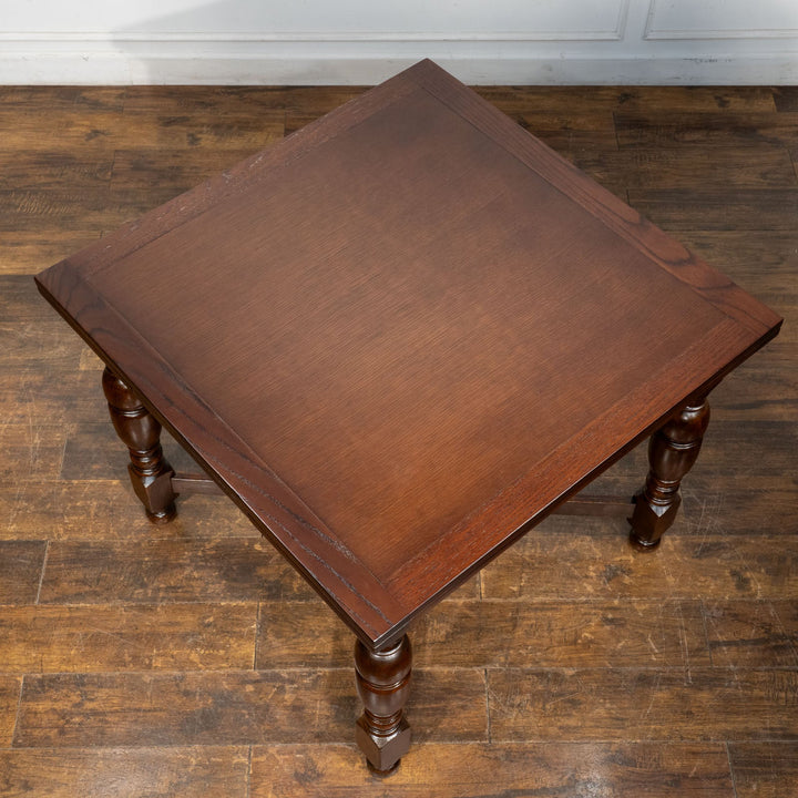 深いブラウンの色味に上品なバルボスレッグがマッチした オーク ドローリーフ 伸長式ダイニングテーブル /26A