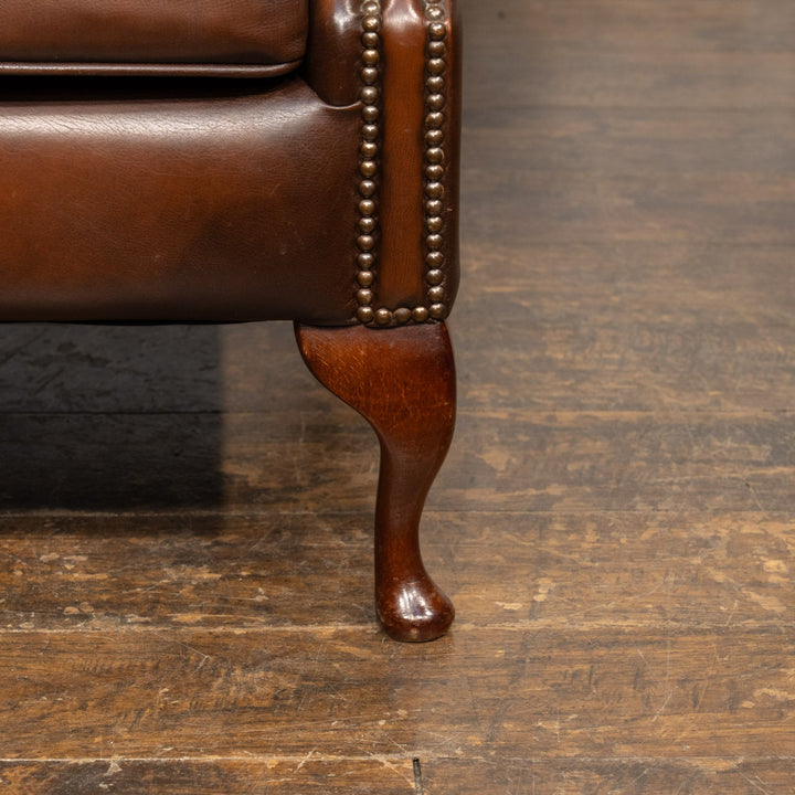 英国伝統スタイル ブラウン チェスターフィールド ウィングバックソファ /26A