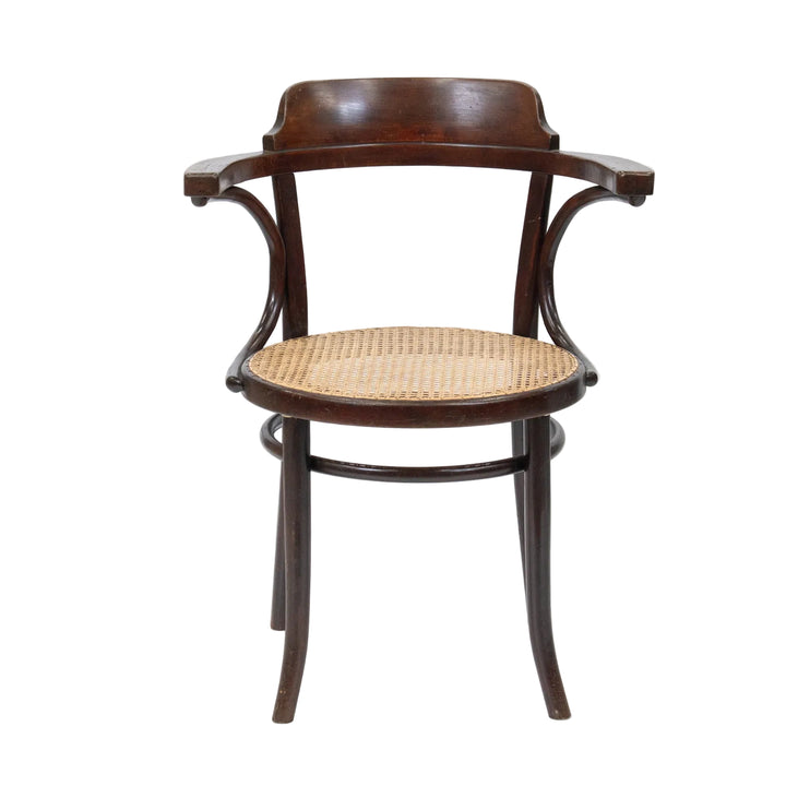 【THONET トーネット】包み込むような背もたれとアームが一体化した ラタンシート ベントウッドアームチェア /26A-A3