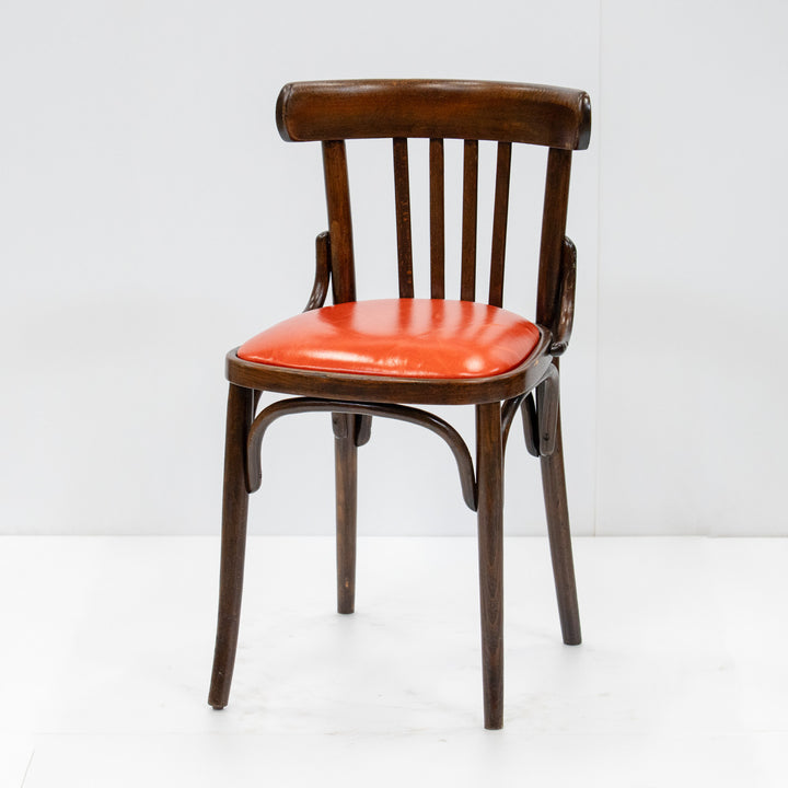 素朴で温もりあるデザインにオレンジの座面がマッチ カフェスタイル ベントウッドチェア /26A-1素朴で温もりあるデザインにオレンジの座面がマッチ カフェスタイル ベントウッドチェア /26A-1