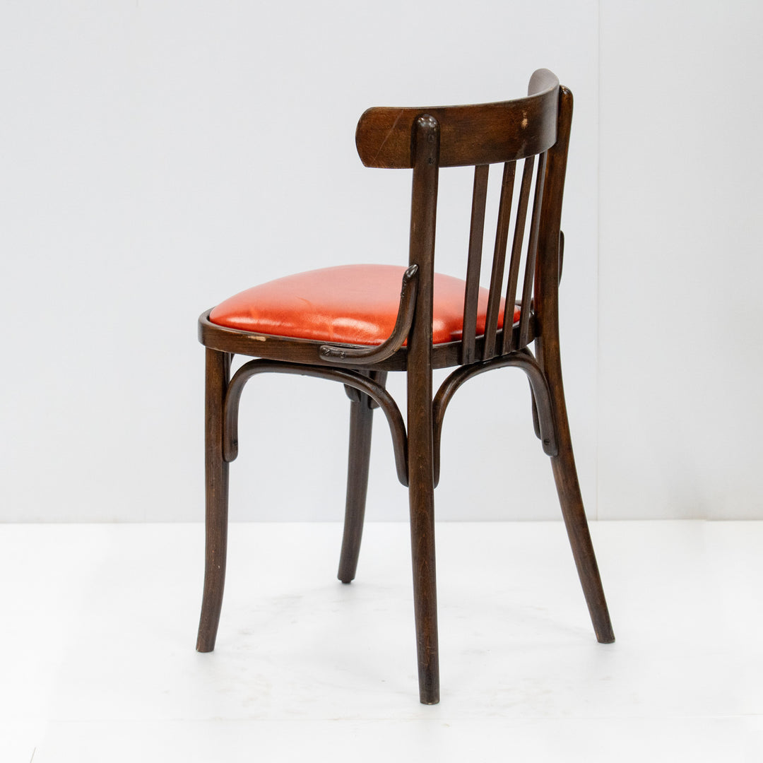 素朴で温もりあるデザインにオレンジの座面がマッチ カフェスタイル ベントウッドチェア /26A-1素朴で温もりあるデザインにオレンジの座面がマッチ カフェスタイル ベントウッドチェア /26A-1