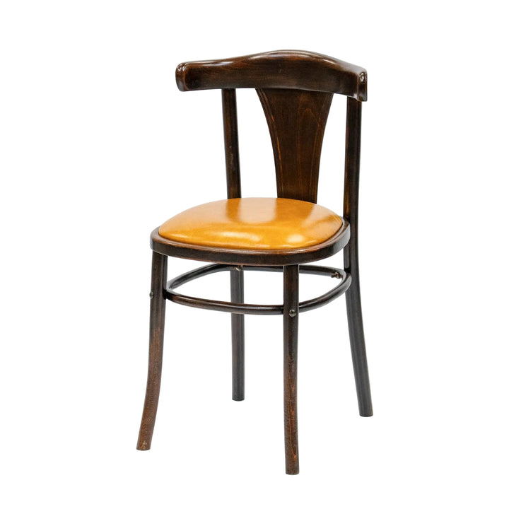 素朴で温もりあるデザインにマスタードの座面がマッチ カフェスタイル ベントウッドチェア /26A-7