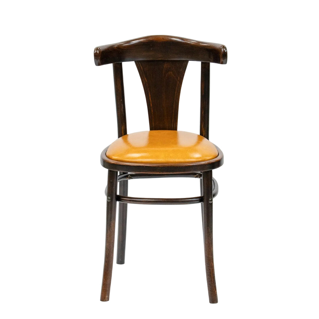 素朴で温もりあるデザインにマスタードの座面がマッチ カフェスタイル ベントウッドチェア /26A-7