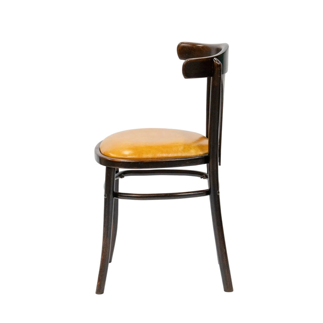 素朴で温もりあるデザインにマスタードの座面がマッチ カフェスタイル ベントウッドチェア /26A-7