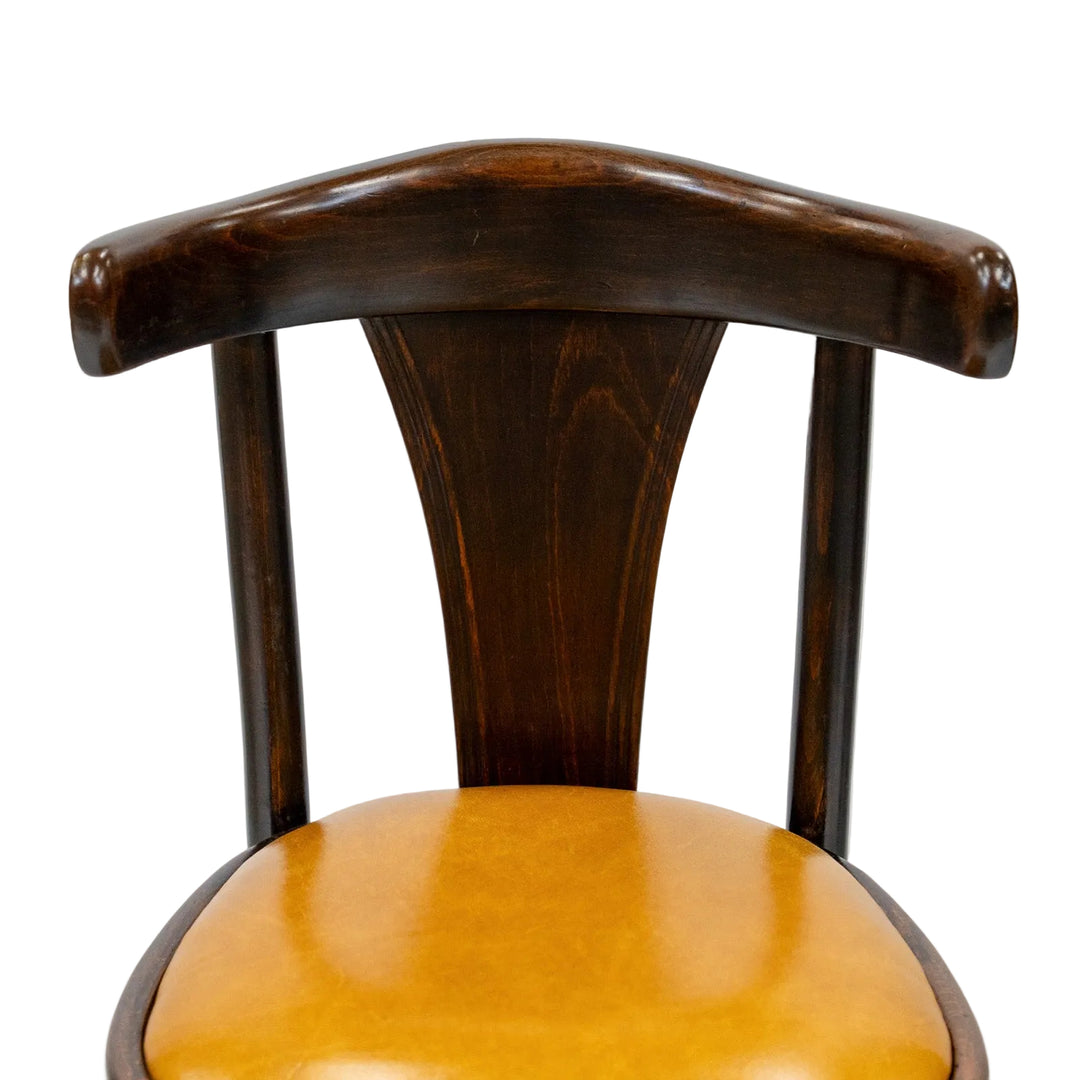 素朴で温もりあるデザインにマスタードの座面がマッチ カフェスタイル ベントウッドチェア /26A-7