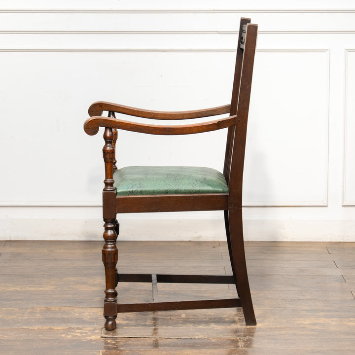 直線的で洗練されたハイバックデザイン オーク ダイニングアームチェア /26A-6